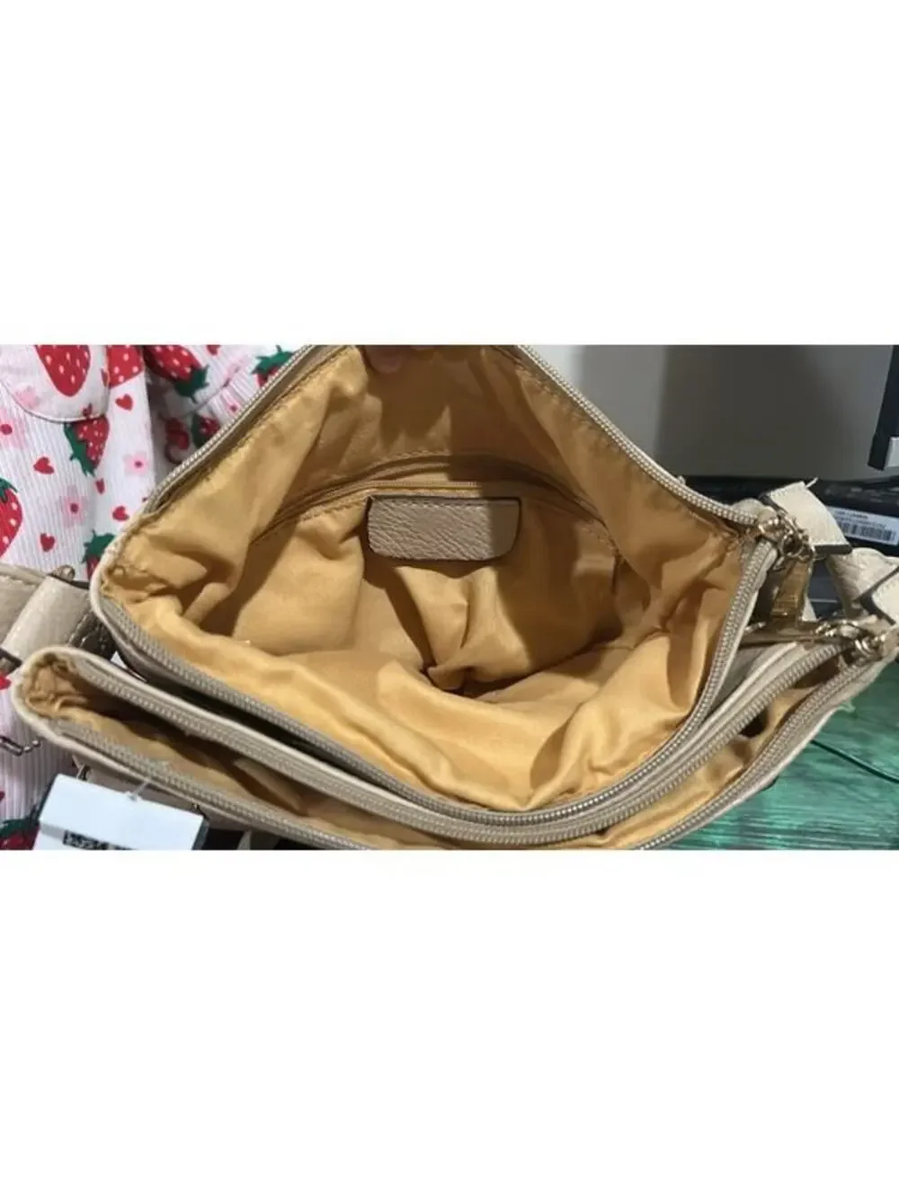 Michael Kors Beige Crossbody Bag with Gold-tone Logo
